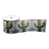 Christmas Saguaro Tree Cactus Whimsical Blauwgroen Satijnen Lint (Spoel)