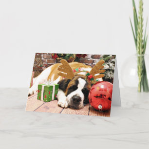 Christmas - Saint Bernard - Blue Feestdagen Kaart