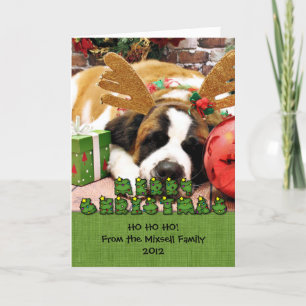 Christmas - Saint Bernard - Blue Feestdagen Kaart