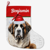 Christmas Saint Bernard Dog with Name Woof Grote Kerstsok (Voorkant)
