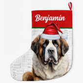 Christmas Saint Bernard Dog with Name Woof Grote Kerstsok (Achterkant)