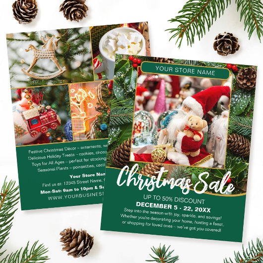 Christmas Sale Shopping Festive Green Business Flyer