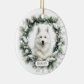 Christmas Samoyed Dog Ceramic Circle Ornament (Rechts)