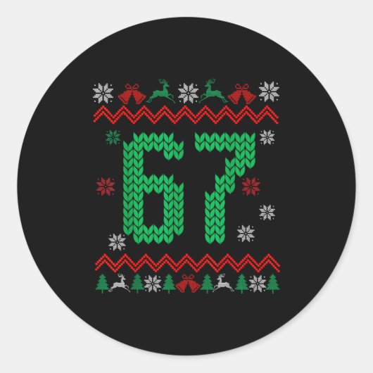 Christmas Santa 67 Six Seven Meme Ugly Sweater  Ronde Sticker (Voorkant)