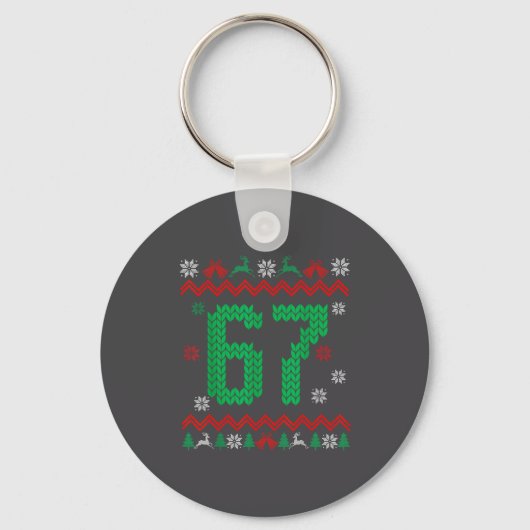 Christmas Santa 67 Six Seven Meme Ugly Sweater  Sleutelhanger (Voorkant)