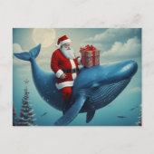 Christmas Santa and Whale Surreal Briefkaart (Voorkant)