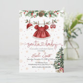  christmas santa baby clothesline baby shower kaart (Staand voorkant)