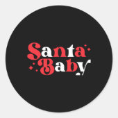 Christmas Santa Baby Cute Modern Tygraphy Script B Ronde Sticker (Voorkant)