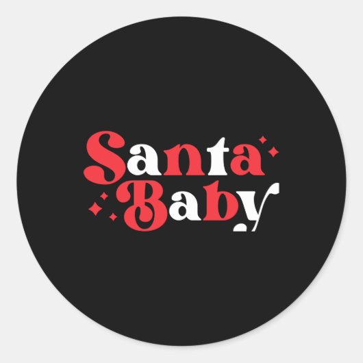 Christmas Santa Baby Cute Modern Tygraphy Script B Ronde Sticker (Voorkant)