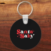 Christmas Santa Baby Cute Modern Tygraphy Script B Sleutelhanger (Voorkant)