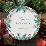 Christmas Santa Baby Genderneutraal Papieren Bordje<br><div class="desc">Bent u op zoek naar een baby shower met kerstthema? Je hoeft niet verder te kijken. Deze charmante papieren borden tonen grillige waterverf groen en dennenappels. Gebruik de Ontwerpgereedschappen om de tekst,  het lettertype en de kleuren aan te passen.</div>