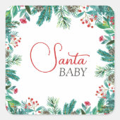 Christmas Santa Baby Genderneutraal Vierkante Sticker (Voorkant)