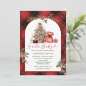 Christmas Santa Baby Girl Baby Shower Invitation Kaart (Staand voorkant)