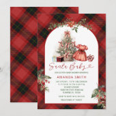 Christmas Santa Baby Girl Baby Shower Invitation Kaart (Voorkant / Achterkant)
