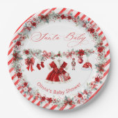 Christmas Santa Baby Girl Baby Shower  Papieren Bordje (Voorkant)