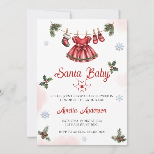 Christmas Santa Baby Holiday Baby Shower Kaart (Voorkant)