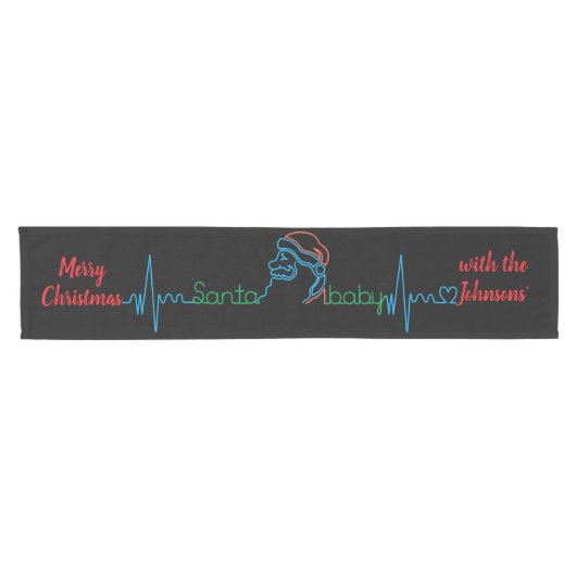 Christmas Santa Baby Personalize 14 x 72 Korte Tafelloper (Horizontaal)