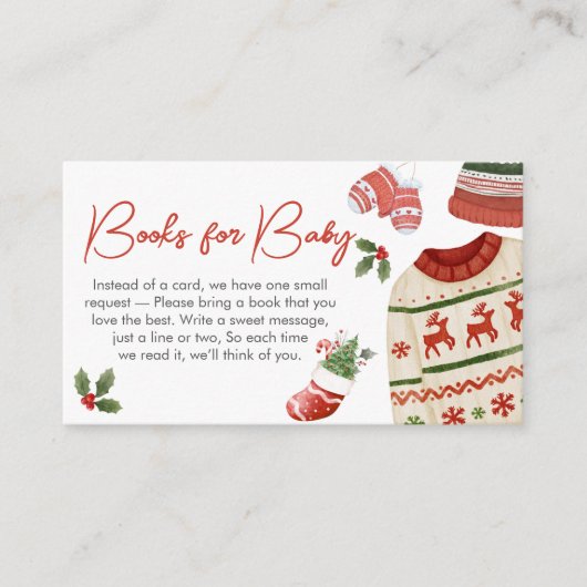 Christmas Santa Baby Shower Books for Baby Informatiekaartje (Voorkant)