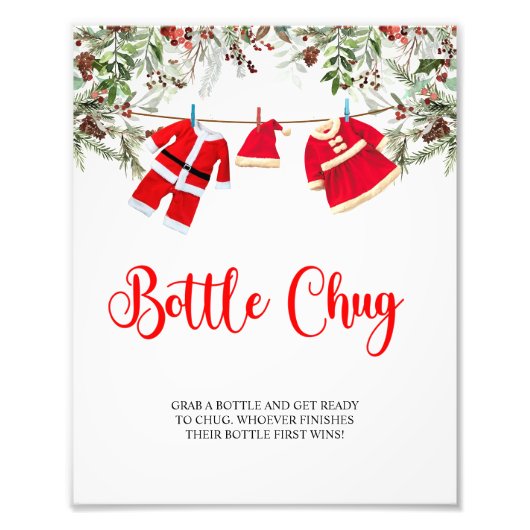 Christmas Santa Baby shower Bottle Chug Sign Foto Afdruk (Voorkant)