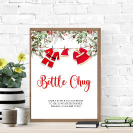 Christmas Santa Baby shower Bottle Chug Sign Poster