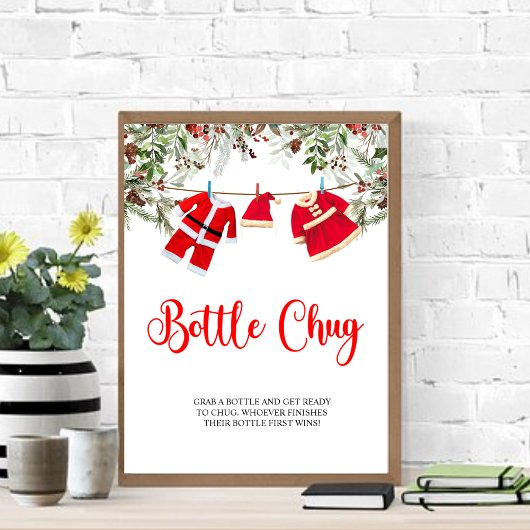 Christmas Santa Baby shower Bottle Chug Sign Poster
