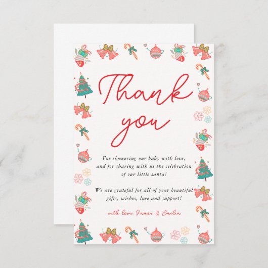 Christmas Santa Baby shower Dank u Bedankkaart (Voorkant / Achterkant)