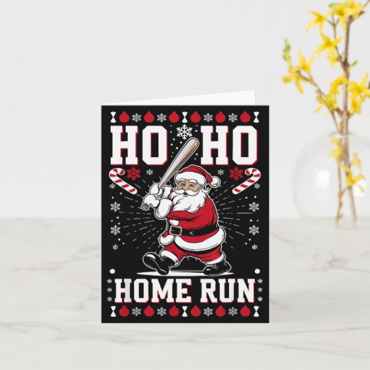 Christmas Santa Baseball Home Run Ho Ho Home Run , Kaart (Gele Bloem)