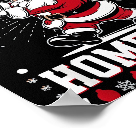 Christmas Santa Baseball Home Run Ho Ho Home Run , Poster (Hoek)