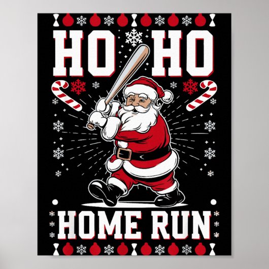 Christmas Santa Baseball Home Run Ho Ho Home Run , Poster (Voorkant)