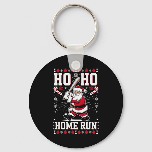 Christmas Santa Baseball Home Run Ho Ho Home Run , Sleutelhanger (Voorkant)