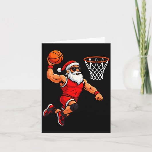 Christmas Santa Basketball Player Dunking Basketba Kaart (Voorkant)