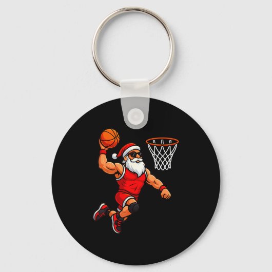 Christmas Santa Basketball Player Dunking Basketba Sleutelhanger (Voorkant)