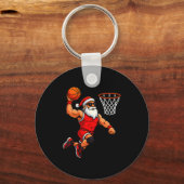 Christmas Santa Basketball Player Dunking Basketba Sleutelhanger (Voorkant)