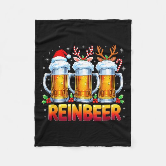 Christmas Santa Beer Lovers Funny Drinking Trend N Fleece Deken (Voorkant)