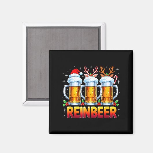 Christmas Santa Beer Lovers Funny Drinking Trend N Magneet (Voorkant / Achterkant)
