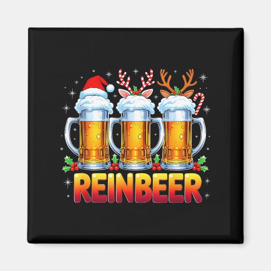 Christmas Santa Beer Lovers Funny Drinking Trend N Magneet (Voorkant)