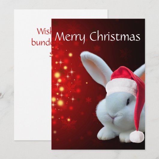 Christmas Santa Bunny Flat Holiday Kaart (Voorkant / Achterkant)