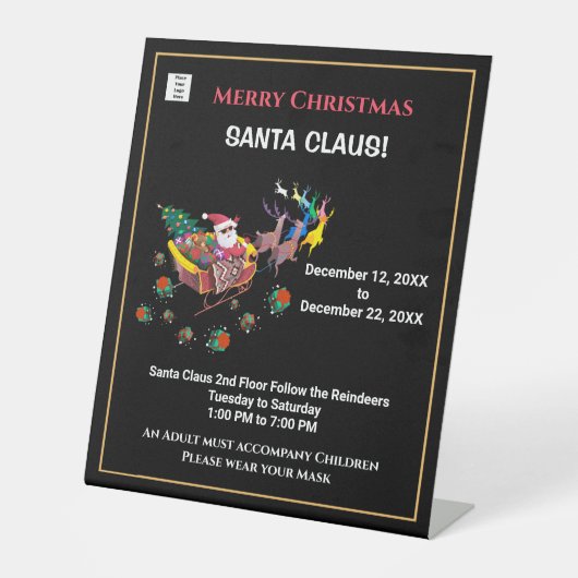 Christmas Santa Business Company Accessoire Reclamebord Met Voetstuk (Voorkant)