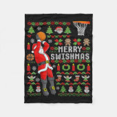 Christmas Santa Bysketbyll Player - Slam Dunk Ugly Fleece Deken (Voorkant)