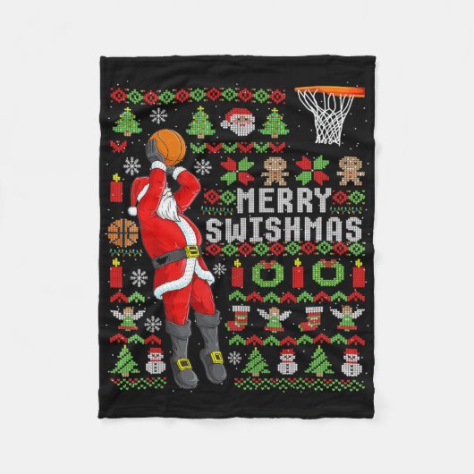 Christmas Santa Bysketbyll Player - Slam Dunk Ugly Fleece Deken (Voorkant)