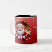 Christmas Santa Claus 3D Mugs Merry Christmas Mug Tweekleurige Koffiemok (Voorkant links)