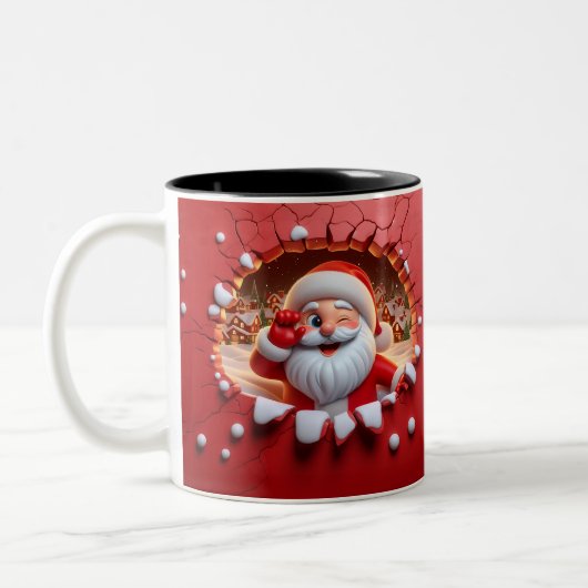 Christmas Santa Claus 3D Mugs Merry Christmas Mug Tweekleurige Koffiemok (Links)
