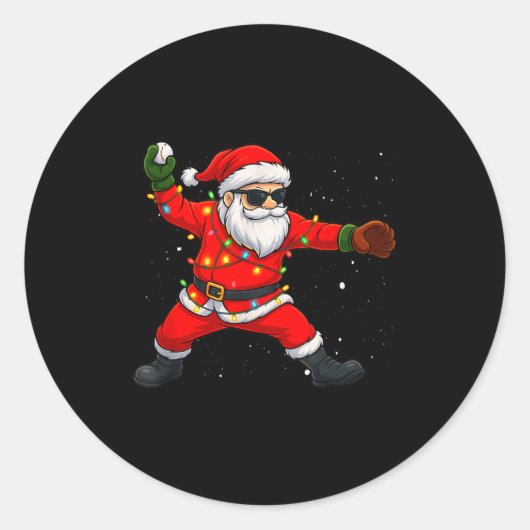 Christmas Santa Claus Baseball Tcher Boys Kids Tee Ronde Sticker (Voorkant)