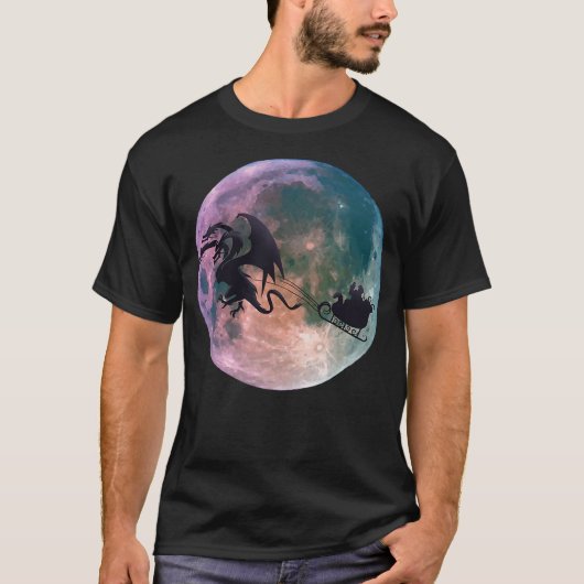 Christmas Santa Claus Flying Past the Moon With Dr T-shirt (Voorkant)