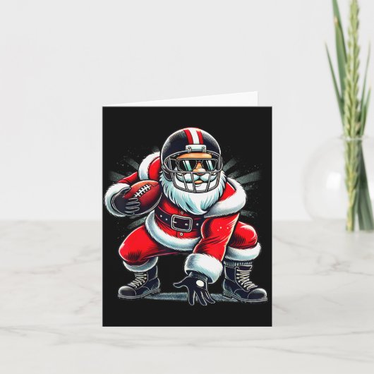 Christmas Santa Claus Football Lineman Quarterback Kaart (Voorkant)