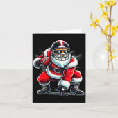 Christmas Santa Claus Football Lineman Quarterback Kaart (Gele Bloem)