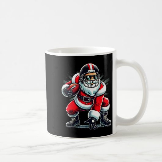 Christmas Santa Claus Football Lineman Quarterback Koffiemok (Rechts)