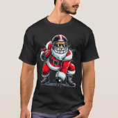 Christmas Santa Claus Football Lineman Quarterback T-shirt (Voorkant)