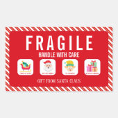 Christmas Santa Claus Fragile Gift Delivery Rechthoekige Sticker (Voorkant)