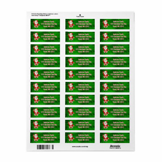Christmas Santa Claus Green Etiket (Full Sheet)